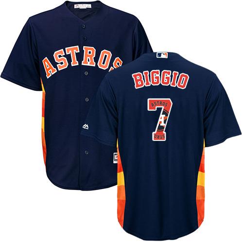Astros #7 Craig Biggio Navy Blue Team Logo Fashion Stitched MLB Jersey